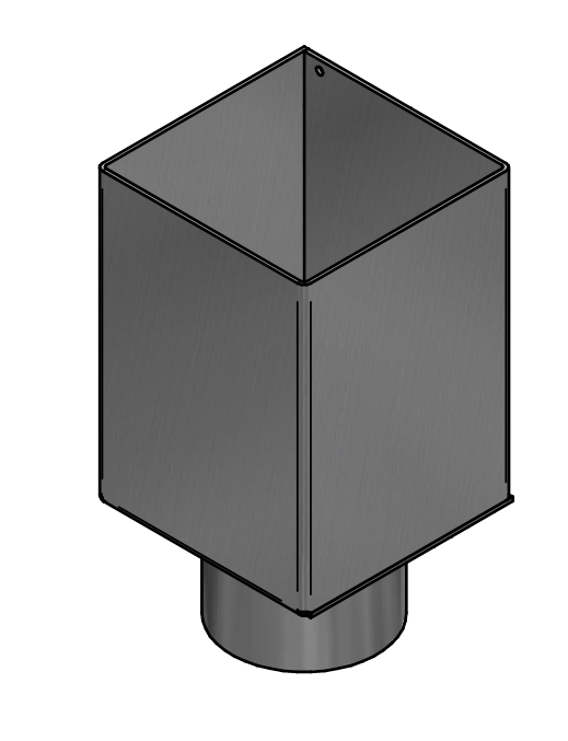 Aluminium HWA Verloop met Schuifmof Vierkant 100 naar rond 80 Wit RAL9010