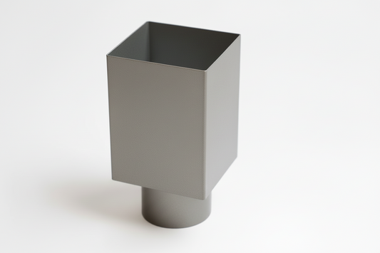 Aluminium HWA Verloop met Schuifmof Vierkant 100 mm naar rond 80 mm Grijs RAL-7036