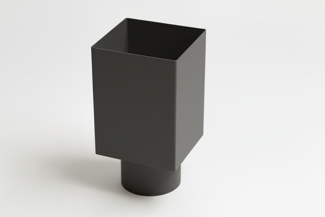 Aluminium HWA Verloop met Schuifmof Vierkant 80 mm naar rond 80 mm Antraciet RAL-7016