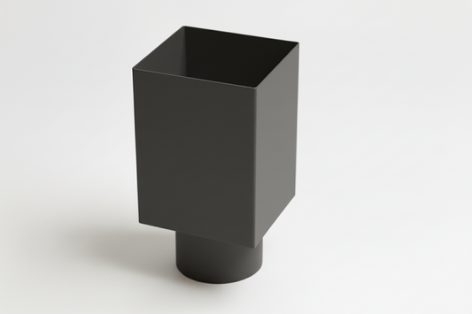 Aluminium HWA Verloop met Schuifmof Vierkant 100 mm naar rond 80 mm Antraciet RAL-7016