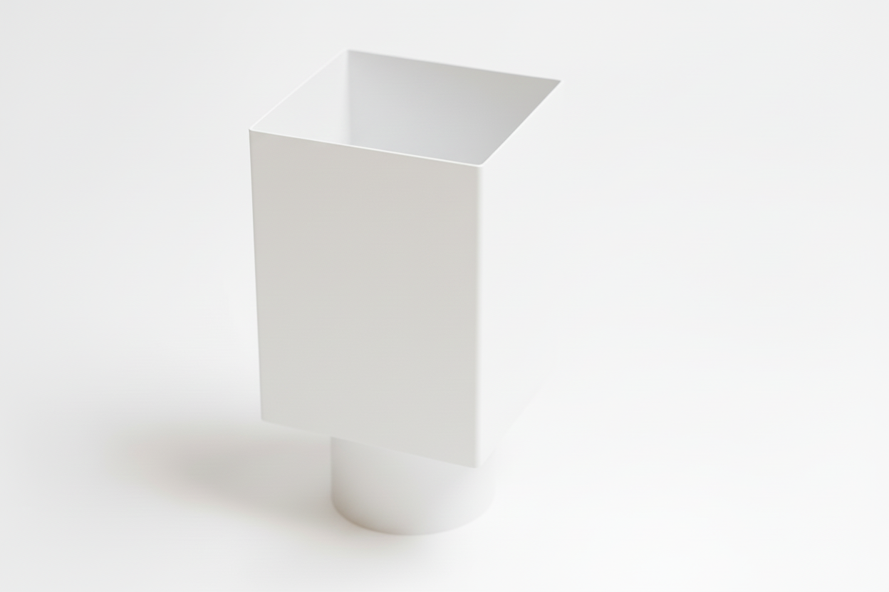 Aluminium HWA Verloop met Schuifmof Vierkant 80 mm naar rond 80 mm Wit RAL-9010