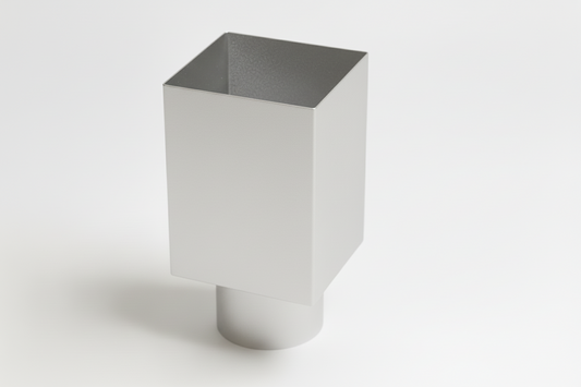 Aluminium HWA Verloop met Schuifmof Vierkant 100 mm naar rond 80 mm Blank