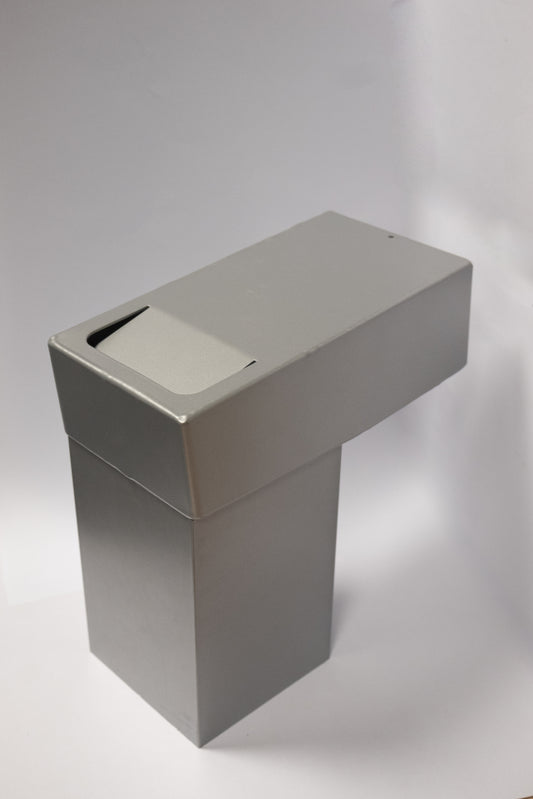 ALU stadsuitloop vierkant 80 mm 60x80 mm. diameter 75 mm, zilver RAL 9006